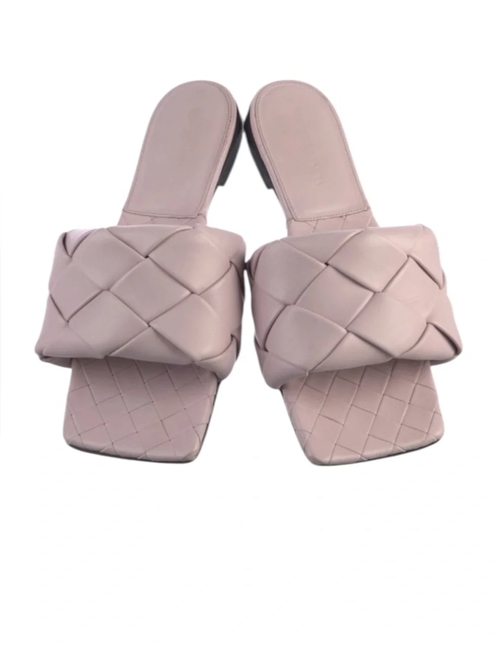 Bottega Veneta Lido Flat Sandals Grape Woven Leather Square Toe EU 38 US 8 - Picture 3 of 11